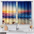 thumbnail image 1 of Beach Sunset Country Kitchen Curtains Rustic Summer Ocean Short Cafe Curtains Decor for Bathroom Over Sink Tier Curtains Tropical Scenery Hawaiian Rod Pocket Window Drapes 2 Panels set 28" x 36", 1 of 5