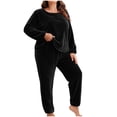 thumbnail image 2 of Ounisa Women Plus Size Pajama Set, Long Sleeve Button-Down Soft Comfy Two-Piece Sleepwear Lounge Set, 2 of 5