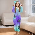 thumbnail image 2 of MKOSPLRT Girls Fleece Zip Up Jumpsuits Kids Hooded Rompers Fuzzy Onesie Warm Cute Strars Gradient Sleepwear Winter Clothes 5-15 Years, 2 of 7