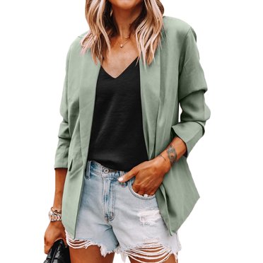 womens plus size blazers for work professional solid color suit lapel long sleeve jacket business casual blazer
