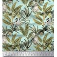 thumbnail image 1 of Soimoi Polyester Crepe Fabric Leaves & Lemur Animal Printed Fabric 1 Yard 42 Inch Wide, 1 of 3