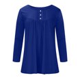 thumbnail image 3 of FAIWAD Tunique Basique pour Femmes Manches Longues Col Rond Blouse Boutonnée Décontractée Plissée Ample, 3 of 6