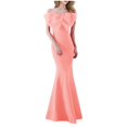 thumbnail image 2 of UPPADA Wedding Guest Dresses for Women One Shoulder Ruched Formal Evening Dress Wrap Ruffle Hem Dress Halter Bodycon Maxi Dress High Waist Party Prom Gown Cocktail Dress Deals, 2 of 4
