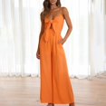 thumbnail image 2 of B91xZ Rompers for Women V Neck Sleeveless Stretchy Adjustable Strap One Piece with Pockets,Yellow S, 2 of 5
