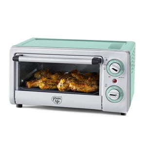GreenLife Countertop Toaster Oven Air Fryer Stainless Steel, Healthy Ceramic Nonstick, PFAS Free, Tray & Basket, Bake, Broil, Reheat, Adjustable Temp