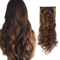 thumbnail image 1 of Full Head Clip Synthetic in Hair Extensions 8 Piece 18 Clips Hairpiece Long Curly Straight, 1 of 5