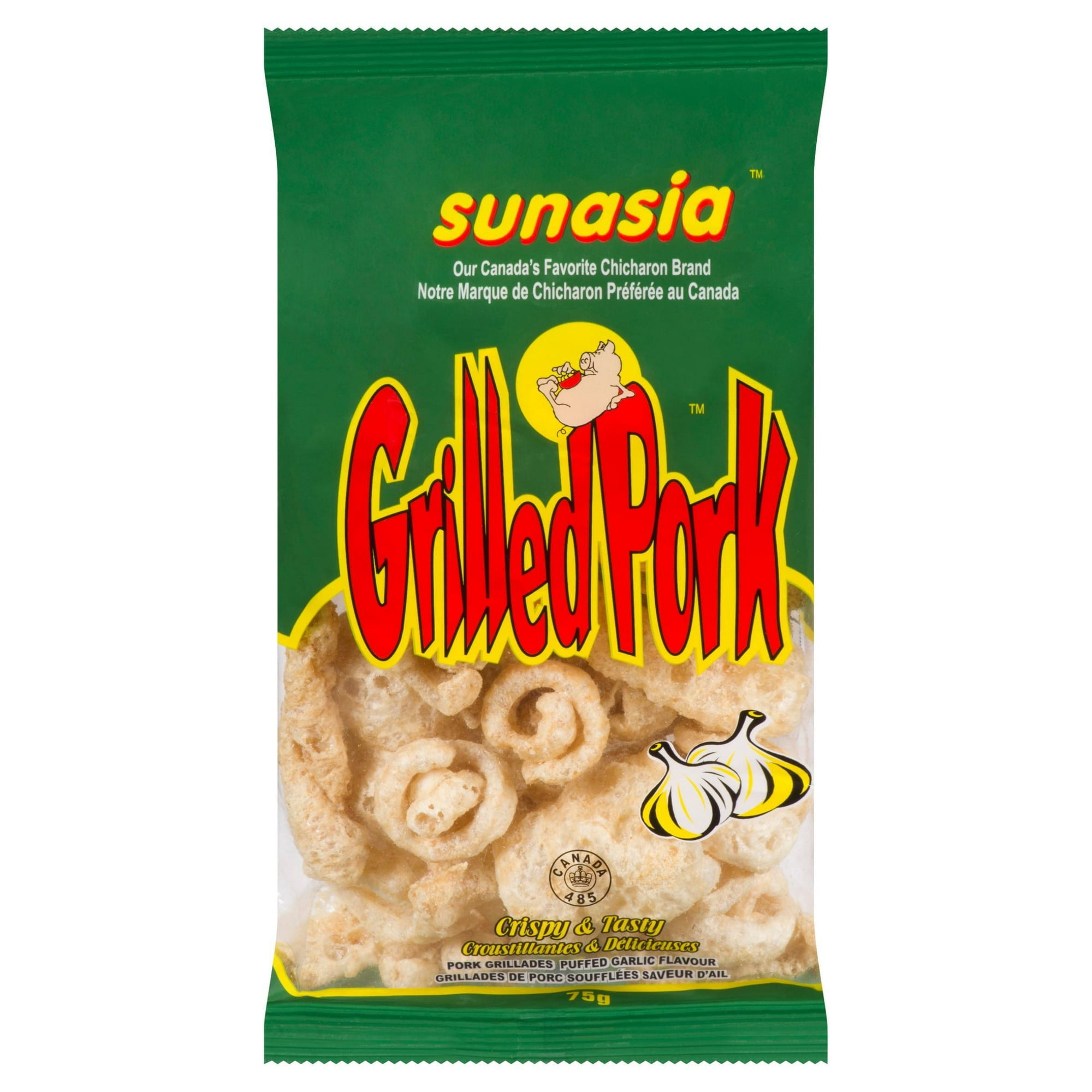 Sunasia Croustilles de Porc Grillées Saveur Ail, 75 G Sac