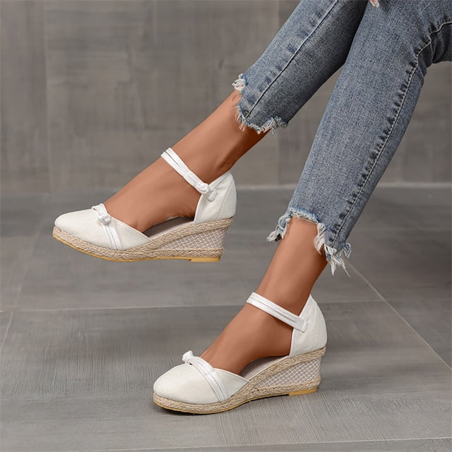 Weiqiqre Sandales à Enfiler pour Femmes Offres, Chaussures d'Été pour Dames à Plateforme à Talon Compensé à Bout Fermé Sandales Décontractées pour Femmes Rabais