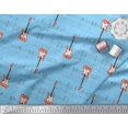 thumbnail image 3 of Soimoi Blue polyester Crepe Fabric Notes & Guitar Musical Instrument Decor Fabric Printed Yard 52 Inch Wide, 3 of 5