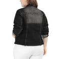 thumbnail image 3 of GRACE & GRANDEUR Women's Plus Size Washed Button Front Frayed Denim Jacket Black 2X, 3 of 7