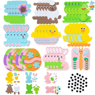 Joyfy Ensemble d'Artisanat d'Oeufs de Pâques 24 Pcs pour Enfants, Aimants en Mousse d'Oeuf Bricolage Arts et Bricolages de Pâques pour Activités Artistiques de Pâques Décoration de Pâques pour la Maison et l'École