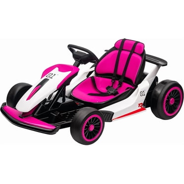24V Electric Go Kart Drift Car for Kids 6-12 7AH Battery Slow Start 5-Point Harness Adjustable Speed 110Lbs