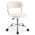 thumbnail image 1 of Gymax Computer Desk Chair Adjustable Sherpa Office Chair Swivel Vanity Chair White, 1 of 10