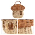 thumbnail image 3 of EIMELI Basket Storage Baskets Wicker Woven Lid Rattan Mushroom Home Lidded Picnic Portable Hamper Small Organizing Bucket, 3 of 5