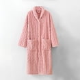 thumbnail image 2 of Timegard Bathrobe for Women Fuzzy Button down V Neck Robe Fleece Warm Long Sleeve Pajamas with Pockets, 2 of 8