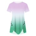 thumbnail image 4 of Pompotops Women Plus Size Button Printed Round Neck Short Sleeve Irregular T-shirt Blouse Tops, 4 of 5