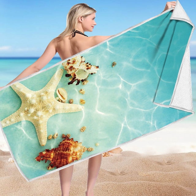 LSLJS Beach Towel Summer Beach Essentials Microfiber Beach Towels Super Lightweight Colorful Bath Towel Sandproof Beach Blanket Multi-Purpose Towel for Travel Swimming Pool 30x60 Inch