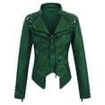thumbnail image 1 of LOVZFMLL Vestes pour Femmes en Cuir à Manches Longues Veste Courte à Revers Veste Veste, 1 of 3