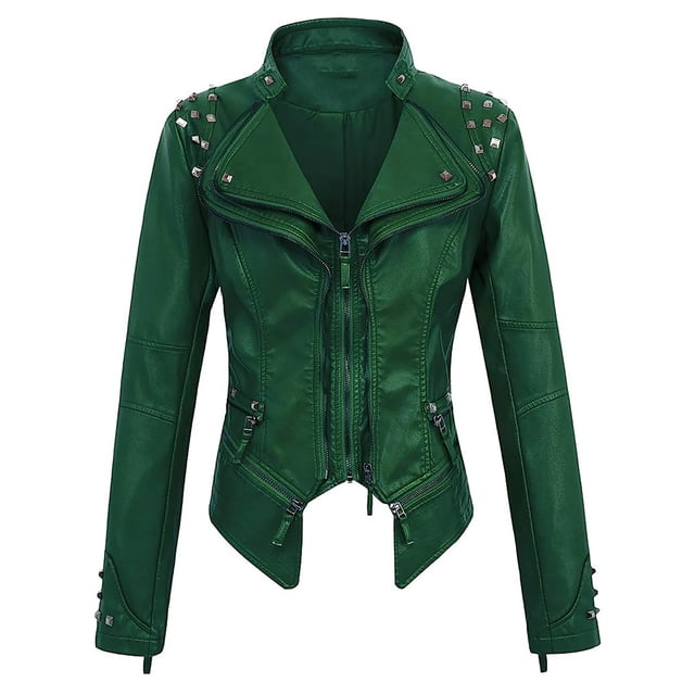 LOVZFMLL Vestes pour Femmes en Cuir à Manches Longues Veste Courte à Revers Veste Veste