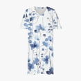 thumbnail image 4 of Pisexur Robes d'Été pour Femmes Mode Imprimé Floral Robe Décontractée Ample Col en V Manches Courtes Robes T-Shirt Fluide Surdimensionnée Robe de Plage avec Poches Grande Taille Mi-Mollet L-5TG, 4 of 5
