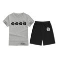 thumbnail image 4 of GDREDA Ensemble de Mini Pantalons T-Shirt Imprimé à Col Rond et Manches Courtes pour Enfants Garçons et Filles Gris, 6-7 Ans, 4 of 4