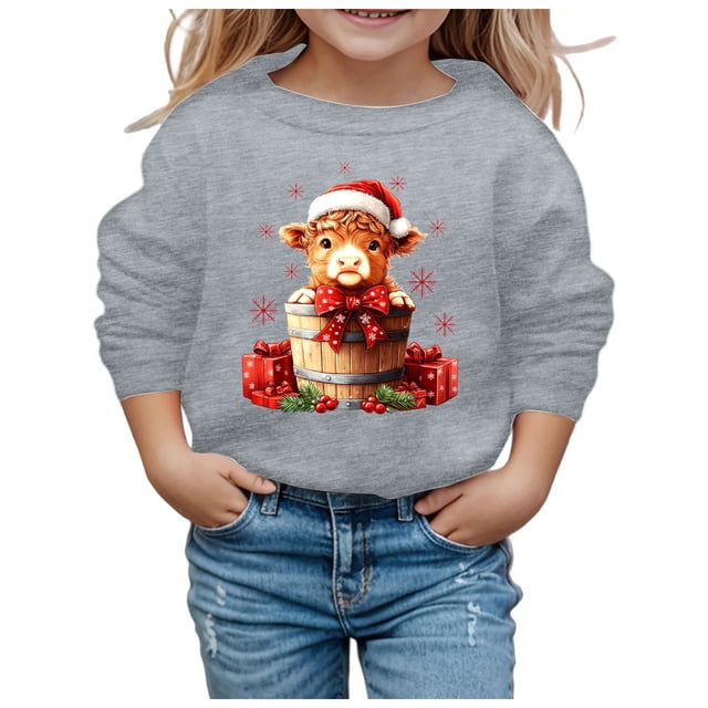 Chandail Doux à Manches Longues pour Fille, Graphique, Mignon, Col Rond, Chandails, Haut, Vêtements pour Filles