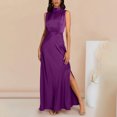 thumbnail image 1 of Lenago Robes de Mariée Grande Taille pour Mariée Mode Femmes Été Uni Décontracté Col Rond Sans Manches Fente Haute Robe Maxi Robes d'Été de Plage en Liquidation, 1 of 7