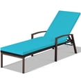 thumbnail image 3 of Gymax Adjustable Rattan Chaise Lounge Chair - Set of 1, Turquoise, 3 of 5