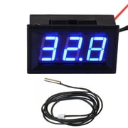 DC 12V LED Digital Thermometer Temp Sensor Panel Meter 50~110°C Detector With Temperature Probe For Monitoring Car Temperature Blue