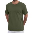 thumbnail image 1 of SROBPTY Haut d'Été pour Hommes, Chemises à Manches Courtes pour Hommes, Chemises Sport Unies Décontractées à Manches Courtes à Col Rond pour Hommes Vert Armée, G, 1 of 3