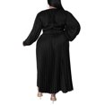 thumbnail image 5 of LUXUR Femmes Maxi Robe de Cou Robes de Couleur Unie Décontracté en Vrac Manches Longues Noir 4XL, 5 of 5