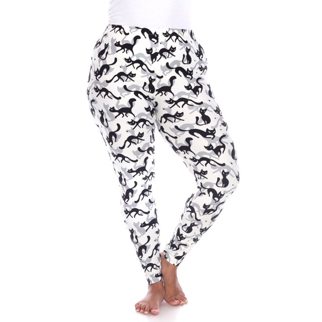 White Mark Legging Imprimé Chat Super Doux pour Femmes