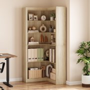 BeesClover Corner Bookshelf, 71.8 in White Corner Bookcase, L-Shaped Bookshelf Large Bookcase, 5 Tier Display Shelf Heavy Duty Bookcases, Bookshelves with Storage