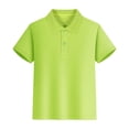 thumbnail image 1 of Sunnyoo Tween Boys Shirt Solid Short Sleeve Button-Up Polo Shirts, 1 of 3