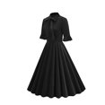 thumbnail image 2 of cfhntfmh Robes de Cocktail pour Femmes Vintage à Volants Manches 3/4 Robe Midi Élégante Nœud devant Invitée de Mariage Fête Bal Robe, 2 of 7