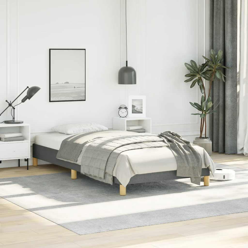 vidaXL Cadre de Lit Gris Foncé 100x203 cm Grand Lit Simple TG Tissu