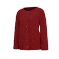 thumbnail image 4 of TIMIFIS Women’s Open Front Fleece Cardigan Button Long Sleeve Open Knitted Fleece Cardigan Outwear Sweater Coat Spring Fall Jackets Outerwear-RedFall/Winter, 4 of 6