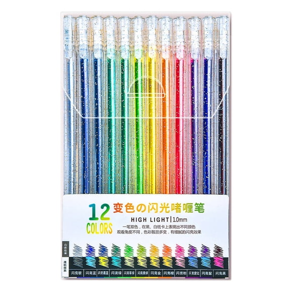 Glitter Gel Pens 12 Colors Gel Pens For Coloring Metallic Colorful Pen Tip Markers Colored Gel Pens For Adult Coloring Books Pen Roll Pens