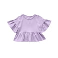thumbnail image 4 of Chemises pour Filles, Enfants Blouse Ample Unie à Manches à Volants et Col Rond Style Western, 4 of 4
