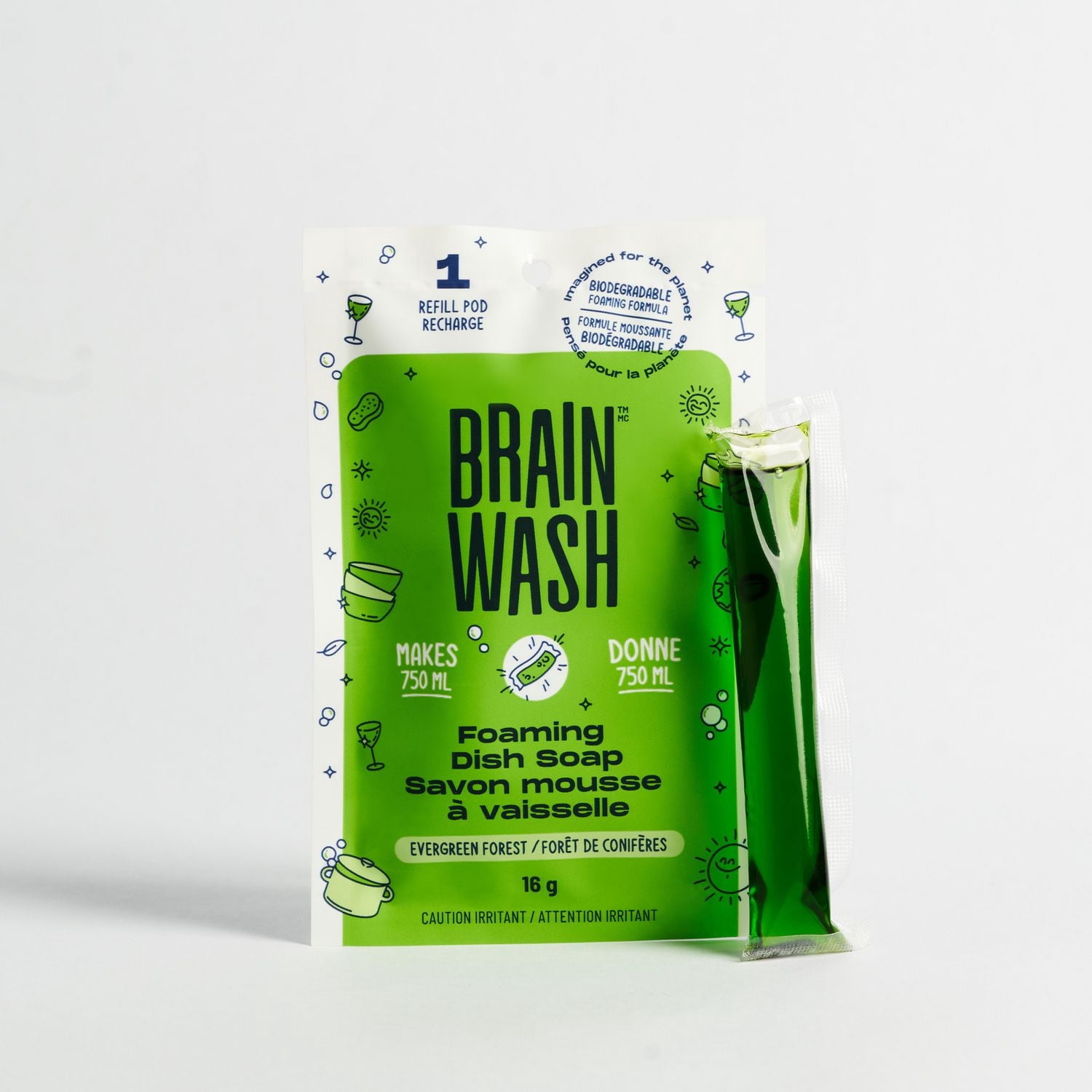 Brain Wash Foaming Dish Soap Refill Pod - Evergreen Forest