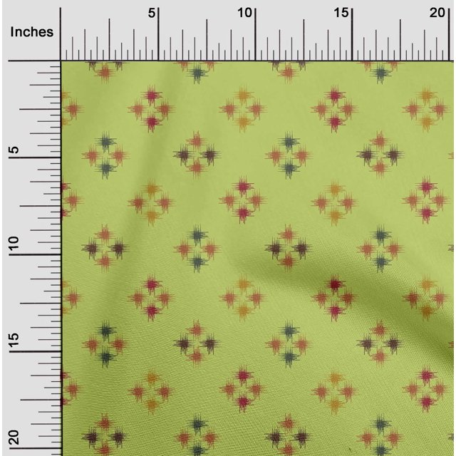 oneOone Silk Tabby Fabric Geometric Line Ikat Printed Fabric 1 Yard 42 Inch Wide