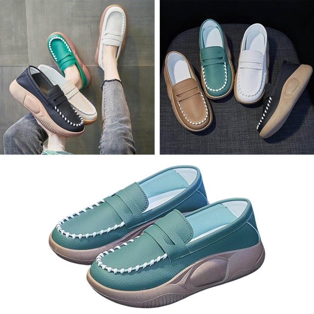 Chaussures Décontractées pour Femmes Confortables à Enfiler Plateforme Douce pour Marche Intérieure Extérieure Vert 36