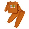 thumbnail image 1 of Akiihool Toddler Girl Waffle Set Baby Girls Clothes Newborn Infant Baby Girls Outfit Long Sleeve Ruffle Romper Floral Pants Headband (Yellow,0-6 Months), 1 of 4