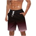 thumbnail image 2 of Sentmoon Basketball Shorts Quick Dry Loose Summer Bermuda Shorts Striped Print Drawstring Elastic High Waist Running Shorts with Pockets Trendy Father for City Sightseeing Wine XXXL, 2 of 5