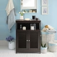 thumbnail image 3 of Costway Armoire de Rangement de Salle de Bain Armoire de Sol en Bois avec Double Porte à Persiennes Café, 3 of 10