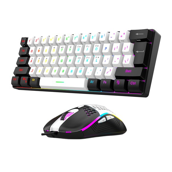 Visland Wired Mechanical Gaming Keyboard with RGB Light Universal 61 Keys Mini Wired Office Keyboard Mouse Kit