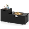 thumbnail image 1 of Gymax Set Of 2 Outdoor Rattan Fire Table Set w/ Tank Cover Tempered Glass Tabletop Black, 1 of 6