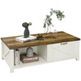 thumbnail image 1 of HOMCOM Table Basse Style Ferme avec Tiroir et Tablette de Rangement pour Salon, 1 of 10