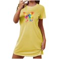 thumbnail image 1 of Tnhcen Grande Taille Tenue de Détente Décontractée – Robe de Nuit à Col Rond et Manches Courtes avec Imprimé Amusant Douce 95 % Polyester 5 % Élasthanne P-2TG pour Usage Quotidien, 1 of 7