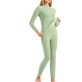 thumbnail image 1 of yoeyez sous-Vêtements Thermiques pour Femmes, Couche de Base Col Rond Manches Longues Thermiques Ensemble de Pyjama Doublé en Molleton Haut Bas pour Temps Froid Hiver Ou Printemps Vert,3TG, 1 of 7